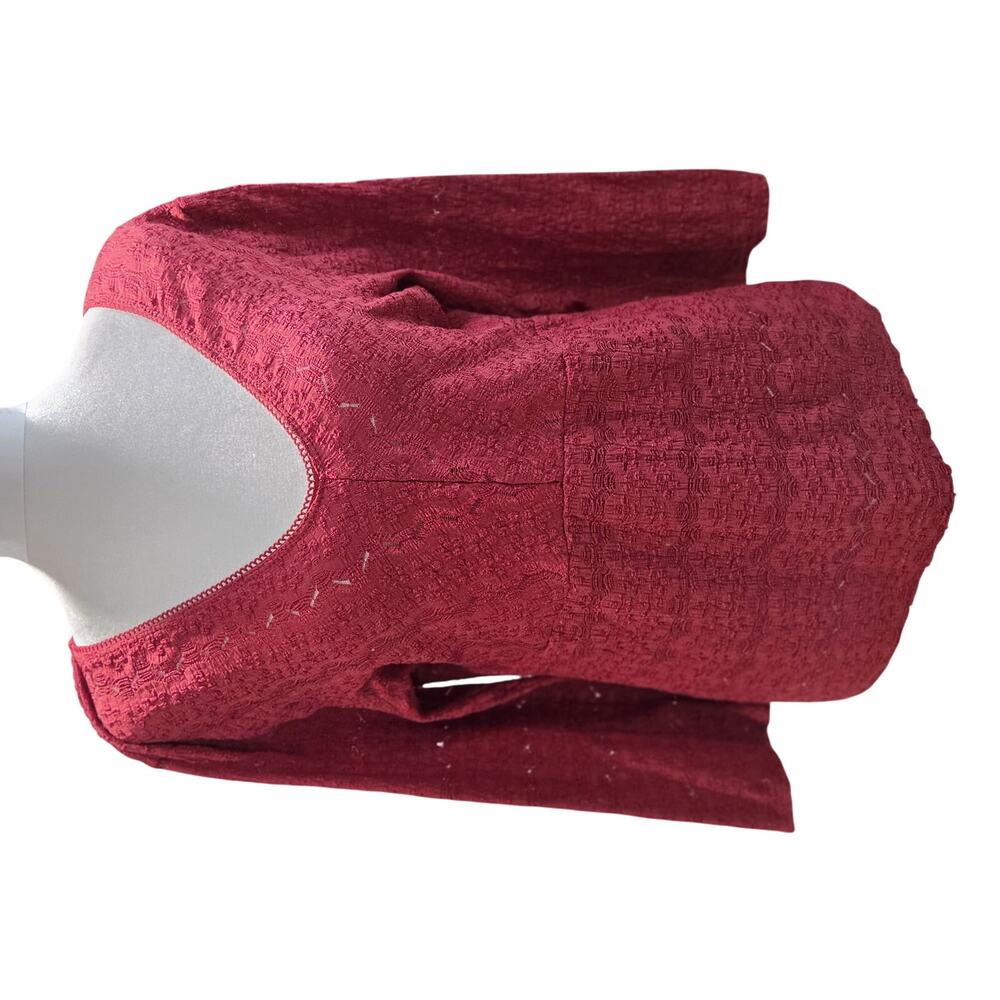 Notations Women's Burgundy Textured Lace Long Sleeve Top Size L